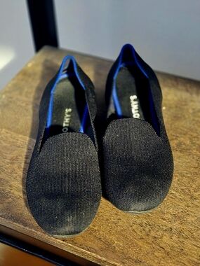 Rothys Black Flats Size 8 Knit Slip On Work Shoes